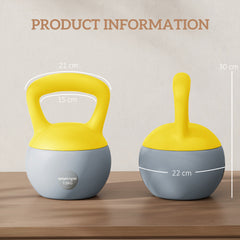 PURE 12KG Soft Kettlebell, Kettlebell with Non-Slip Handle for Home Gym, Weight Lifting, Strength Training, Yellow/Grey