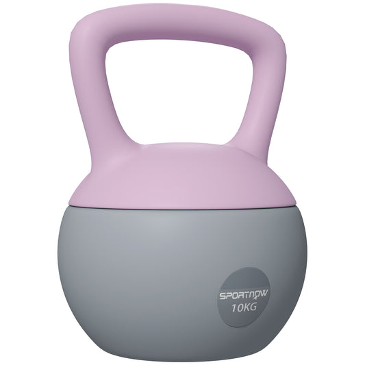 PURE 10KG Soft Kettlebell, Kettlebell with Non-Slip Handle for Home Gym, Weight Lifting, Strength Training, Purple/Grey