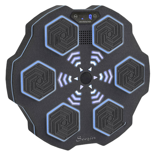 PURE Music Boxing Machine, Smart Bluetooth Boxing Machine Wall Mounted with 9 Speeds & Modes, LED Lights, Punching Pad for Adults, Black