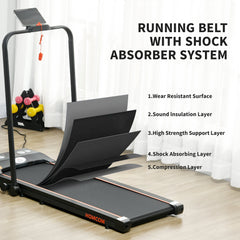 PURE Foldable Walking Treadmill, with LED Display and Wheels, for Home, Office, Fitness Studio, Orange