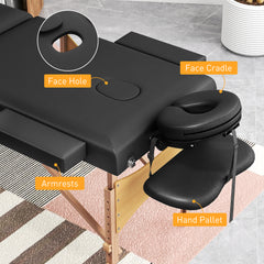 PURE Adjustable Folding Massage Table - Black