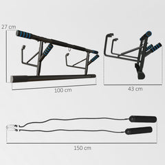 PURE Pull-Up Bar, No-Drilling Chin-Up Bar, Push-Up Stand with Resistance Bands, Padded Handles for Home Gym Exercise, Blue