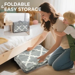 PURE Foldable Baby Play Mat, Baby Playpen, Reversible Foam Playmat, Floor Mats for Toddlers, Traffic and Grey Diamond Theme