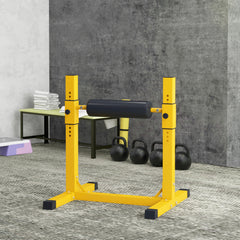PURE Bulgarian Split Squat Stand, 12-Level Adjustable Single Leg Squat Machine with Foam Roller and Anti-Slip Pads for Lower Body Strength Training, Yellow