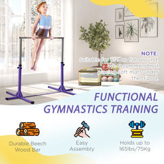 PURE Steel Frame Adjustable Horizonal Gymnastics Bar For Kids Home Gym Training Purple