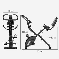 PURE Five-in-one Foldable Exercise Bike, Stationary Bike with Arm Workout Bands, LDC Monitor, Phone Holder, Black