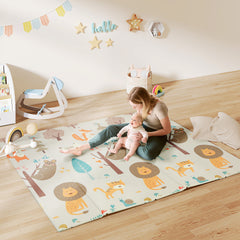 PURE Baby Play Mat, Double Sideded Foldable Kids Crawling Mat, Reversible & Waterproof, Animal