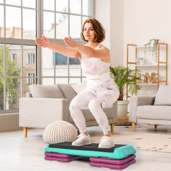 PURE 3-Level Aerobic Step 10/15/20cm Steppers for Exercise Workout w/ Non-Slip Top Compact Stepper Home Office Indoor Outdoor Fitness Equipment