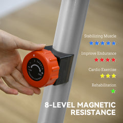 PURE Quiet Exercise Bike with 8-Level Magnetic Resistance and Heart Rate Sensor, for Home Gym, Grey and black