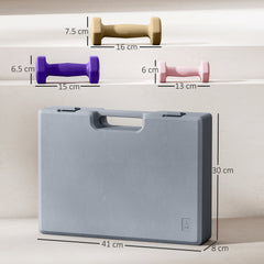 PURE 9kg Hex Dumbbells Set of 6, Hand Weights with Carry Case for Home Gym Strength Training, 2 x 1kg, 2 x 1.5kg, 2 x 2kg