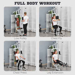 Multifunction Home Gym Weight Training Workout Station Fitness Strength Machine, White