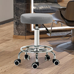 PURE PU Leather Rolling Stool, Height Adjustable Stool Chair with Wheels for Salon, Massage, Spa, Grey