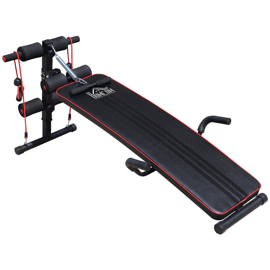 Durable Steel Sit Up Bench for Home Gym Fitness, Adjustable Workout Equipment, Black and Red