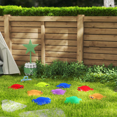 PURE 9-Piece Balance Stepping Stones with Non-Slip Edge, Indoor Outdoor Obstacle Course for Ages 3-8 Years, Multicoloured