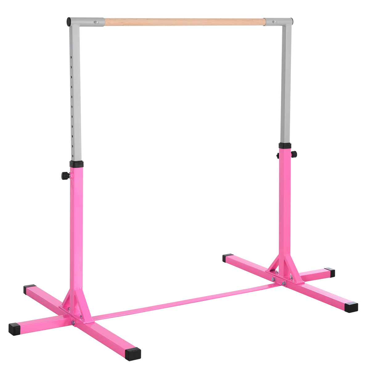 PURE Height Adjustable Gymnastics Horizontal Bar for Kids, Children Junior Kip High Bar Fitness, Pink