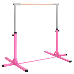 PURE Height Adjustable Gymnastics Horizontal Bar for Kids, Children Junior Kip High Bar Fitness, Pink