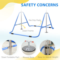 PURE Kids Gymnastic Bar, with Adjustable Height, Foldable Horizontal Bars - Blue