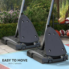 PURE 2.4-2.9m Adjustable Basketball Hoop and Stand with Weighted Base, Portable on Wheels, Red