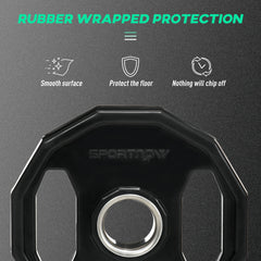 PURE Olympic Weight Plates Set, Metal and Rubber Bumper Plates Weights Discs with 2"/5cm Holes, for Home Gym Weight Lifting Strength Training, 2 x 5kg, Black