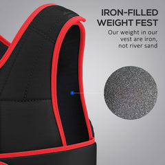 20kg Metal Sand Weight Adjustable Unisex Trainer Vest Black/Red