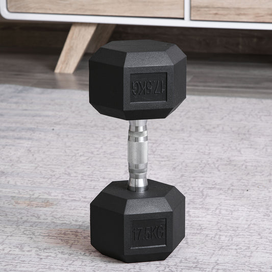 PURE 2x17.5kg Rubber Hex Dumbbell Portable Hand Weights Dumbbell Home Gym Workout Fitness Hand Dumbbell