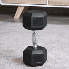 PURE 2x17.5kg Rubber Hex Dumbbell Portable Hand Weights Dumbbell Home Gym Workout Fitness Hand Dumbbell
