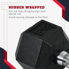 PURE 2x8kg Hex Dumbbell Rubber Weights Sets Hexagonal Gym Fitness Lifting Home