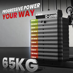 PURE Multigym Station, with 66KG Weight Stack, for Strength Training - Red & Black