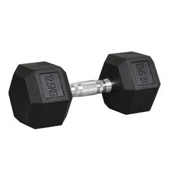 PURE 12.5KG Single Rubber Hex Dumbbell Portable Hand Weights Dumbbell Home Gym