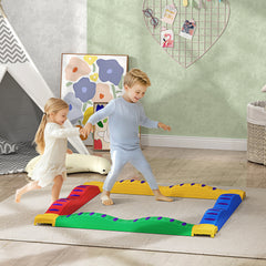 PURE 12-Piece Kids Balance Beam Stepping Stones, with Non-Slip Foot Pads, Multicoloured