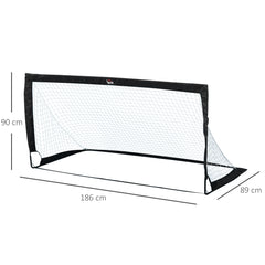 PURE Set of 2 Football Goal Net 6 x 3 ft Foldable Outdoor Sport Training Teens Adults Football with Carrying Bag Black
