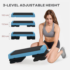 PURE Adjustable Fitness Stepper, with Non-Slip Surface, for Home, Gym, Office Workout, Light Blue