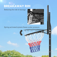 PURE 2.3-3.05m Basketball Hoop and Stand, with Weighted Base, Wheels, Black