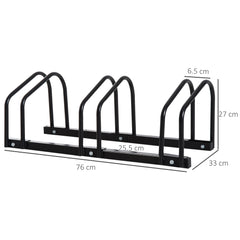 PURE Bike Stand Parking Rack Floor or Wall Mount Bicycle Cycle Storage Locking Stand (3 Racks, Black)