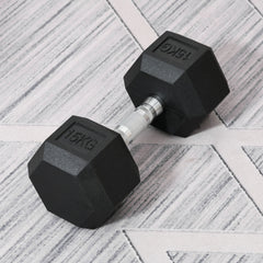 PURE 15KG Single Rubber Hex Dumbbell Portable Hand Weights Dumbbell Home Gym