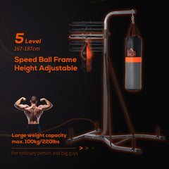 PURE Freestanding Boxing Punch Bag & Speed ball Station, for Home Gym, Grey