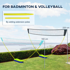 PURE Portable Badminton Net Set w/ Volleyball Net, Rackets, Shuttlecocks