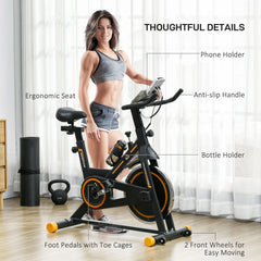 Exercise Bike, Indoor Cycling Bike for Home Use, Stationary Bike w/ LCD Display & Heart Rate Sensor, Fitness Bike for Home, Gym