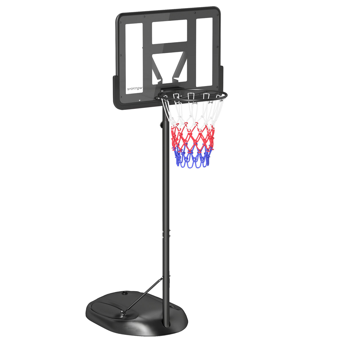 PURE Height Adjustable Basketball System, Freestanding Basketball Hoop and Stand w/ Wheels, 167-228cm