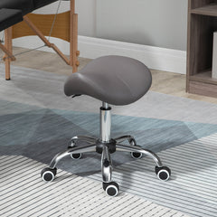 PURE Cosmetic Stool 360° Rotate Height Adjustable Salon Massage Spa Chair Hydraulic Rolling Faux Leather Saddle Stool, Grey