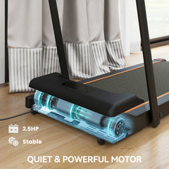PURE 2.5HP Walking Pad, 1-6km/h Folding Treadmill with Remote Control and LED Display for Home Gym Office, Orange
