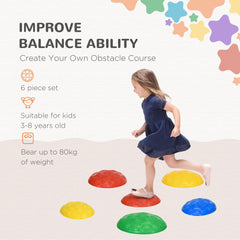 PURE Six-Piece Kids Stepping Stones, with Non-Slip Mats, Balance River Stones