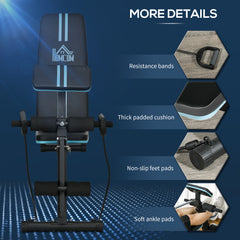 PURE Foldable Weight Bench, Adjustable Strength Training Sit Up Ab Bench, Incline/Decline, Blue