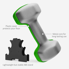 PURE 2 x 1kg, 2 x 2kg, 2 x 3kg Dumbbells Set with Dumbbell Rack, Hand Weights for Home Gym Training