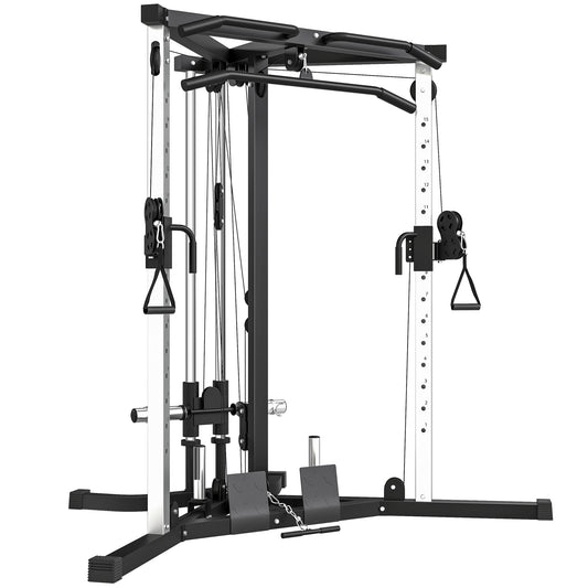 PURE Home Gym Machine, Multifunctional Gym Equipment with High and Low Pulleys, Pull Up Bar, 15-Position Adjustable Strength Training Workout Station for Full Body Fitness