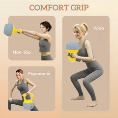 PURE 12KG Soft Kettlebell, Kettlebell with Non-Slip Handle for Home Gym, Weight Lifting, Strength Training, Yellow/Grey