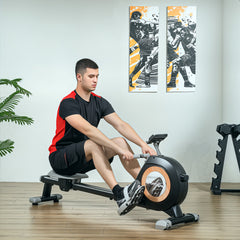 PURE Rowing Machine, 16-Level Magnetic Rower Machine with LCD Monitor and Phone Holder, Black