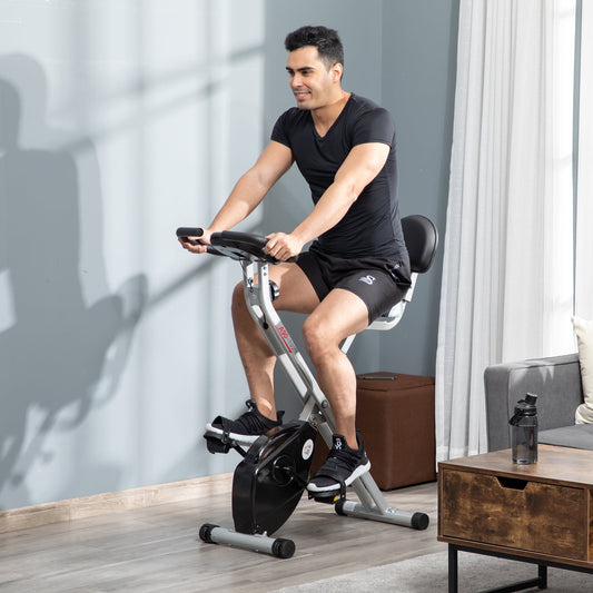 Steel Manual Resistance Exercise Bike w/ LCD Monitor Black