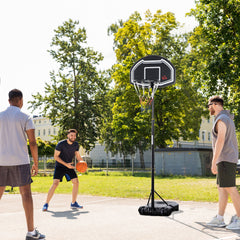 PURE Adjustable Basketball Hoop and Stand, with Wheels and Weight Base Black
