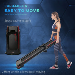 PURE 750W Folding Treadmill, 1-14km/h Electric Running Machine w/ Wheels, Safety Button, LED Monitor, Phone Holder for Home Office Jogging Fitness Exercise Workout